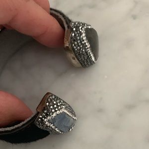 Jewelry - Black hide stones & crystals Cuff Bracelet! Jewelry - Black hide stones & crystals Cuff Bracelet!